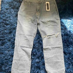 High Waist Straight Leg Blue Women Jeans
